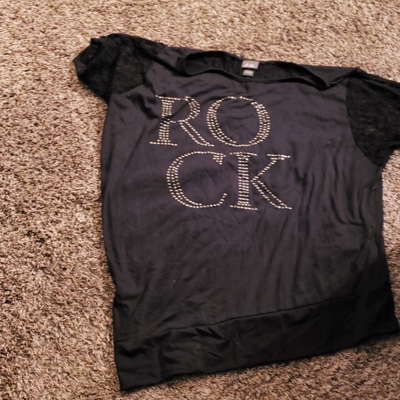 rock top goth steampunk lace cold shoulder sleeves - Picture 3 of 7